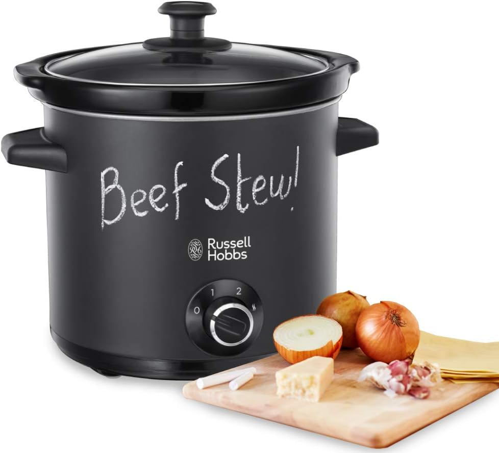 Russell Hobbs Slow Cooker, Schongarer Chalkboard, Keramik-Gartopf, matte Tafel-Oberfläche, 3 Temperatureinstellungen, 3.5l, 200 Watt, Slowcooker 24180-56
