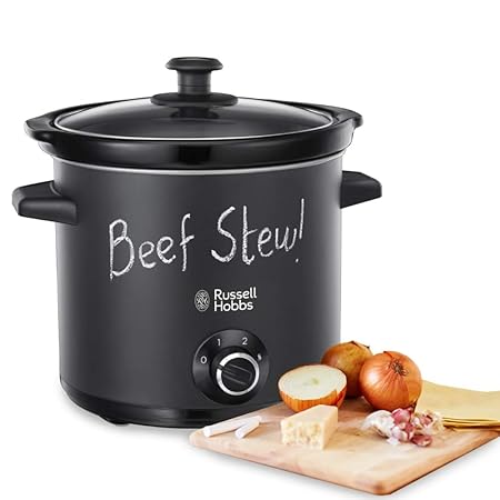 Russell Hobbs 24180-56 Schongarer Chalkboard, Keramik-Gartopf, Crock Pot, Slow Cooker, matte Tafel-Oberfläche, 3.5l, schwarz