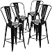 Belleze 24'' inch Indoor-Outdoor Counter Height Stool with Back, Set of (4) Black