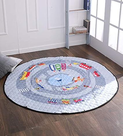 TheTickleToe Quilted Reversible Cotton Playmat, Crawl Mat or Activity Cum Storage Bag -City Life (Multicolour)