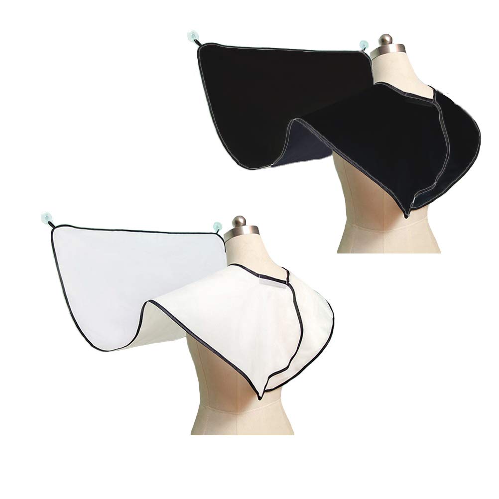Deolven Beard Bib,Beard Apron 2 Pack Hair Shaving Catcher with Suction Cup Waterproof Nylon Trimmer Shave Catcher Cape for Man Black and White