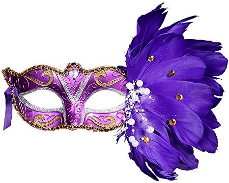 Mask Costume Cosplay Ball Dancing Party Princess Masks Facial Masquerade Glitter Lady Halloween Mardi Gras Party Mask - Purple