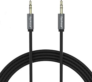 3.5mm Male to Male AUX Stereo Audio Cable, Stereo Auxiliary Audio Jack Cord to Car Audio, Headphones, Home Theater, Mobile Phones, Tablets, PCs, Speakers, MP3 Players, CD Players & More (Black)- 10ft