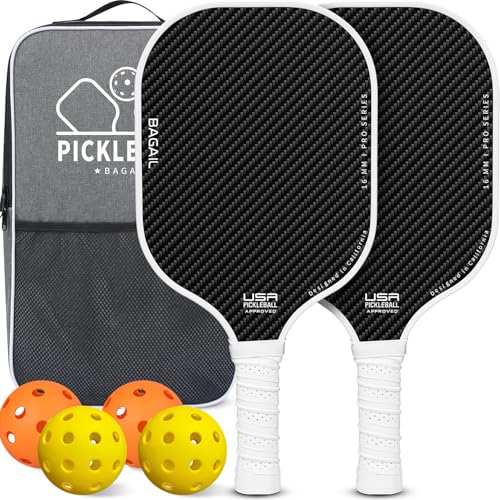 BAGAIL Pickleball Schlägerset, Pickle-Ball Schläger mit 4 Bällen, leicht – hohe Stoßdämpfung – ergonomisch, geeignet für Pickleball-Spiele im Innen- u