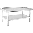 Hally Stainless Steel Equipment Stand 28x48 Inches with Undershelf, NSF Commercial Prep & Work Table with Rear and Side Riser
