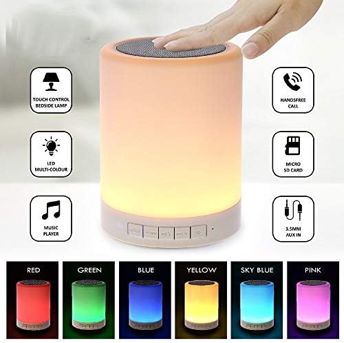 Cosmic Portable Bluetooth Speaker with Colour Control Smart Touch LED Mood Lamp, SD Card Slot/AUX Input, Microphone for Android/iOS/Laptop/Desktop