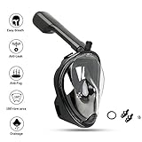 YUDER Full Face Snorkel Mask with 180° Full Face Scuba Mask Snorkeling Mask Breathing & Anti-Fog Anti-Leak Panoramic View Snorkel Set for Adults or Kids,Detachable Camera Mount Pivot Arm and Earplug