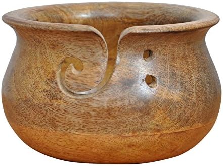 Wooden Yarn Bowl Hand Made with Mango Wood for Knitting and Crochet- Big Size - 4'X6" -- Collection 2022