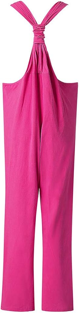 UOKNICE BLOUSE Women Casual Solid Color Pocket Romper Plus Size Long Knot Strap Jumpsuit: Clothing