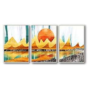 3 Piece Framed Canvas Home Artwork Decoration Abstract Mountain Canvas Wall Art for Living Room, Bedroom - 16"x24"x3 Panels