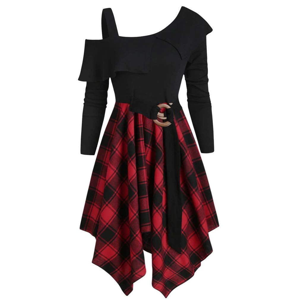 lace up tartan asymmetrical dress Plaid Puff Chiffon Asymmetrical Dress Pink Tartan – taottao