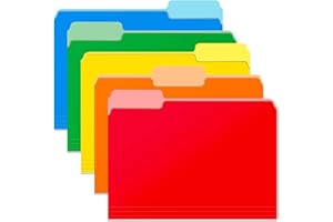Gloween File Folders, 15 Pack Two-Tone Colored File Folders Letter Size, Assorted Colors Folders for School Office Supplies Documents Organization - 1/3-Cut Tabs, 5 Colors