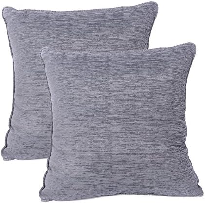 JarlHome Chenille Cushion Covers 18 x 18 Heavy Weight Quality, Poly Cotton, "Set Of 2" (18182 Gray) JRK6000-17
