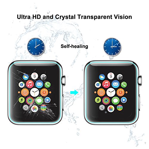 Apple series 3 screen protector 42mm (42mm Series 3/2/1 Compatible,3-Pack) Alook LiquidSkin Full Coverage Bubble-Free Screen Protector for Apple Watch Clear HD Protective Film