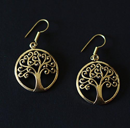 Brass Earrings- Tree Of Life Earrings- Round Earring- Indian Earrings- Tree earrings- Brass earrings- Gypsy Earrings E102
