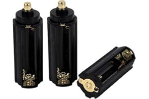 Cylindrical Battery Holder Triple-A Battery Holder Cylindrical Storage Case Plastic Box for Flashlight Torch Black 3Pcs