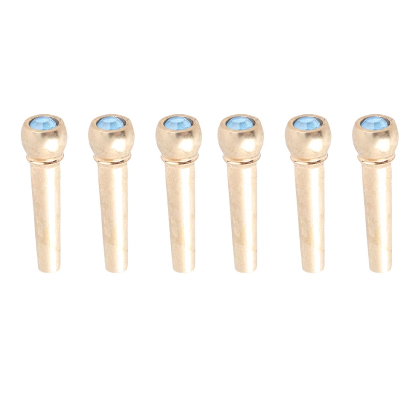 6Pcs Guitar Bridge Pins, Brass Guitar Bridge Pins Pegs Nail with Crystal Glass Dot Decor Music Instrument Parts for Folk Acoustic Guitar (Sky Blue)