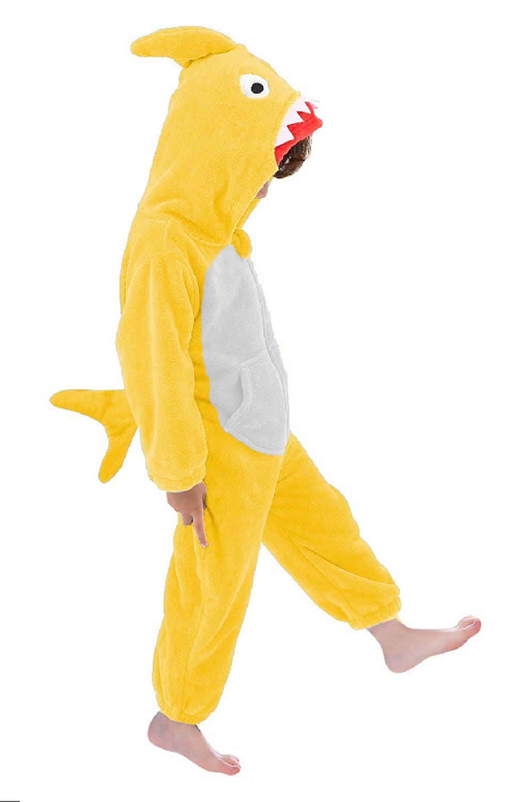 Photo 1 of LOLANTA Kids Shark Costumes Sea Animal Jumpsuit One Piece Boys Girls Animal Rompers (Yellow, 6-7 Years)