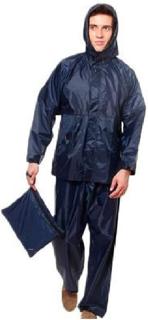 T2T Men's Navy Blue 4 Piece Rain Suit/Rain Coat (Top, Bottom, Cap and Cover): Amazon.in 
