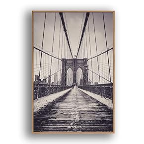 Framed Canvas Wall Art for Living Room, Bedroom Brooklyn Bridge and New York City Canvas Prints for Modern Home Decoration Ready to Hang - 16"x24" inches