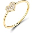 Santuzza 10K Solid Gold Genuine Diamond Simple Dainty Ring for Women