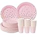 Pink and Gold Party Supplies Paper Plates and Cups Serves 50 Guests Blue with Gold Confetti Dinnerware 50 Dinner Plates 50 Dessert Plates and 50 Cups for Baby Shower Birthday Bridal Shower Wedding