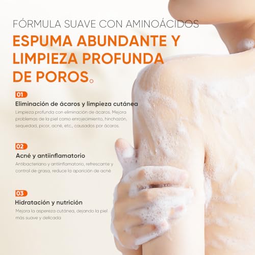 QUARXERY Gel de ducha antiácaros body wash - Eliminación profunda de ácaros y acné, limpieza suave para piel grasa-250ml