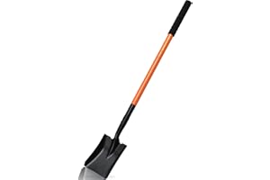 FRESHFARM Small Square Shovel 43.3Inches Heavy Duty Garden Tools with Metal Handle, Small Transfer Spade for Digging Camping Car Beach Shovel, Orange
