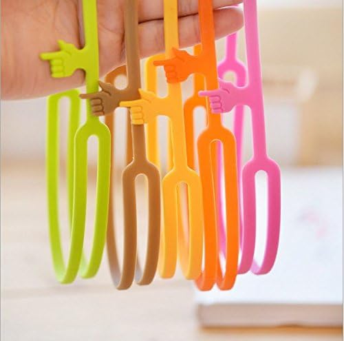 KOTiger 5pcs Creative Stationery Gift Assorted Colors Silicone Finger Point Bookmarks