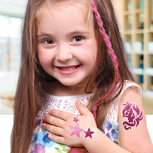 Tytoo Glitzertattoo Set für Mädchen mit 15 Schablonen- Seine Anwendung ist auch für Kinder mit empfindlicher Haut sicher und hält bis zu 18 Tage - 100% Geld-zurück-Garantie, Rosa – Bild 4