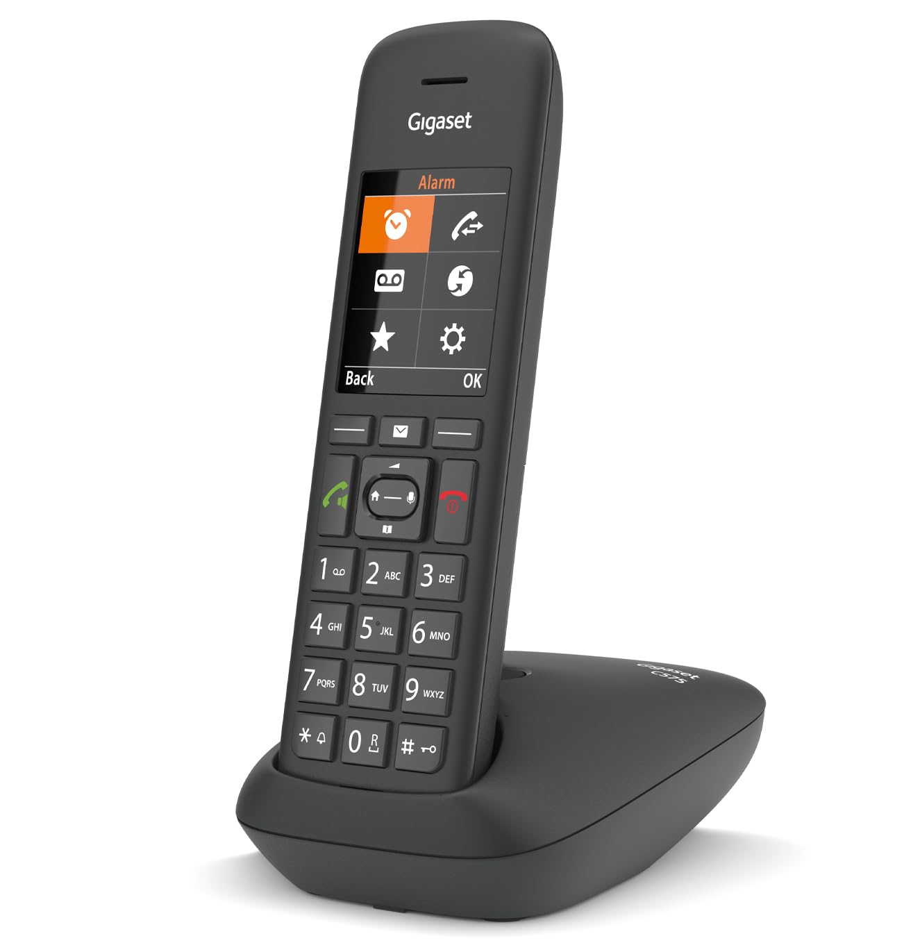 Gigaset C575 - DECT Telefono - Display a colori TFT - Moderna Interfaccia Utente - Ergonomico e Tecnologico - Sveglia, Nero [Versione Italiana]