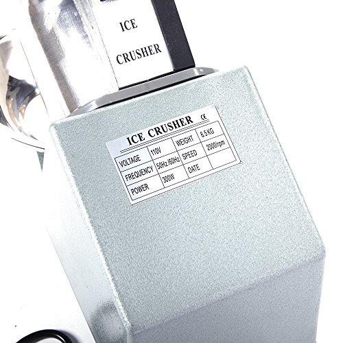 Olymstore Portable Electric Ice Shaver, Commercial Industrial Quality Crushed Ice Maker Stainless Steel Blade Snow Cone Maker Shaving Crusher Machine, 65 kg Per Hour - Single Blade Silver