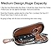 Contacts Mens Genuine Leather Car Key Holder Zipper Case Wallet Keychain Brown