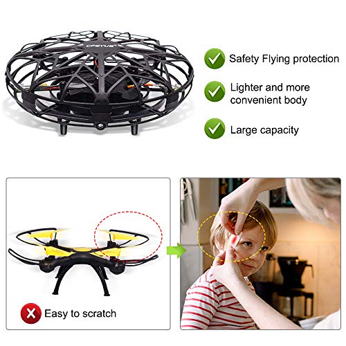 Hand Drones for Kids or Adults, CPSYUB Kids Drone with 3 LED, Latest Mini Drone Helicopter with 5 Sensors, Flying Ball Drone, Toys for 4 5 6 7 8 9 10 11 12 Year Old Boys and Girls (Black, with Remote) - Thumbnail 3