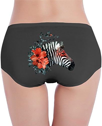 ROSEL Women's Low-Waist Hipsters Illustration Flower Zebra Black M