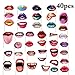 Party Photo Booth Props, Coxeer 40Pcs Funny Mouth Lips Photo Booth Prop with Stick Selfie Props Accessories for Birthday Wedding Graduation Party and Children's Day Party