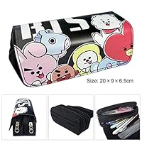 Chutoral Kpop Bangtan Boys Pen Pencil Case, Large Capacity Pencil Pouch Bag Holder Organizer with Zipper for Office School Student Boys Girls(Black)