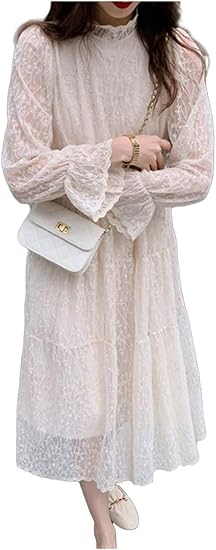 エムズ ミミ レースワンピース ホームワンピース 長袖 ハイネック ゆったり レディース S 2xl ワンピース チュニック 通販 Amazon