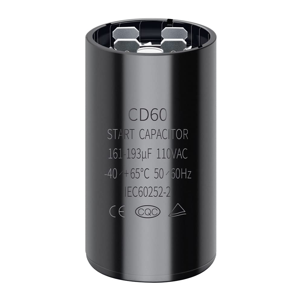 Photo 1 of 161-193 uf/MFD 110-125 VAC Round Start Capacitor ±20% 50/60 Hz CD60 Round Motor Well Pump Start Capacitor (161-193 uf/MFD)