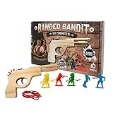 Banded Bandit® Six Shooter Rubber Band Gun Set w/ Targets & Ammo | Precision Laser Cut Novelty Wooden Toy Pistol Shoot 6 Rounds in Semi Automatic Rapid Fire Succession | Perfect Gift for Kids Ages 5+