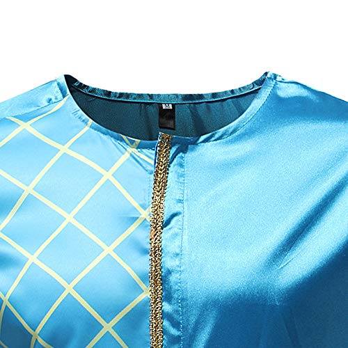 Clearance! Mens Shirts Luxury Dashiki Button Down Slim Fit African Ethnic Printed Long Sleeve Dress Shirt Top (Blue, M)