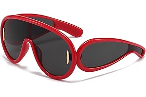 AWGSEE Trendy Wave Mask Sunglasses for Women Men Oversized Shield Sun Glasses Fashion Designer Style