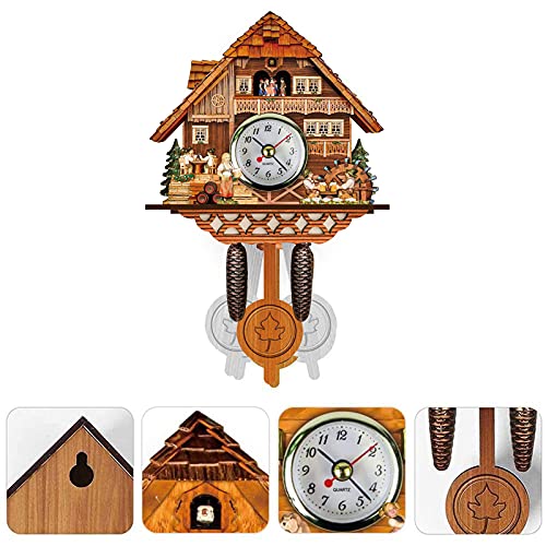 Taktom Quartz Cuckoo Clock Black Forest House With Moving Train, With