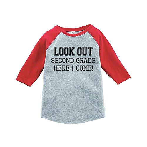 Custom Party Shop Kids Look Out 2nd Grade 3T Red Baseball Tee