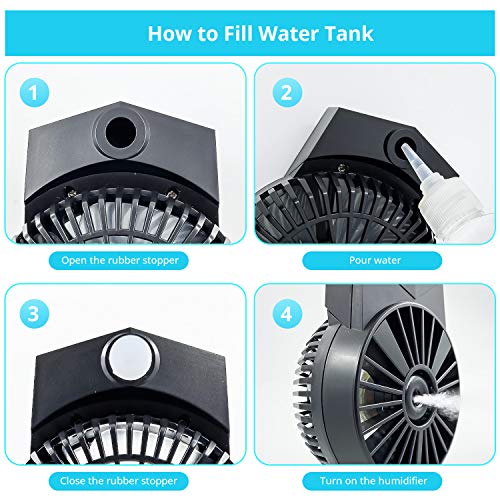 PHYLES Ventilateur Portable USB Rechargeable Mini Ventilateur de Poche d’Atomisation Portatif Ventilateur pour Voyage, Bureau, Extérieur, etc