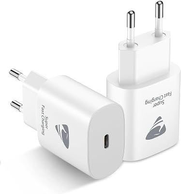 Cargador USB C 25W 2Pack, Cargador iPhone Carga Rapida PD 3.0 Adaptador Tipo C Cabezal, Movil Enchufe USBC para iPhone 16 Pro Max/15/14/13/12/11, Samsung, iPad