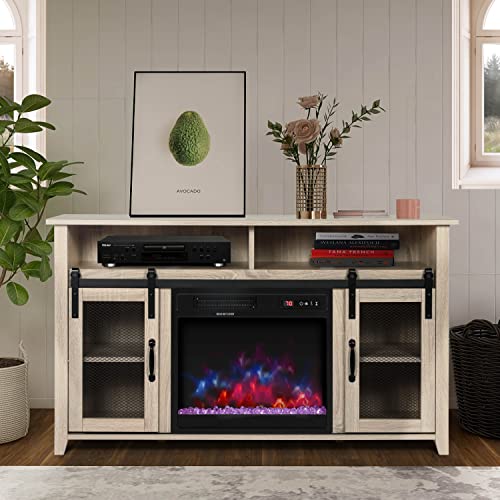 ENSTVER TV Stand for TVs up to 55" with Electric Fireplace Included