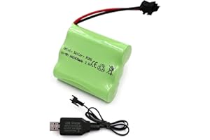 Gecoty 3.6v Battery Pack, 2400mAh Nimh AA Rechargeable RC Battery with Charge Cable for RC Toys