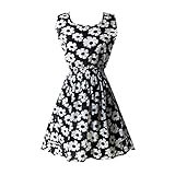 Hee Grand Women's Casual Summer Fit and Flare Floral Sleeveless Dress
