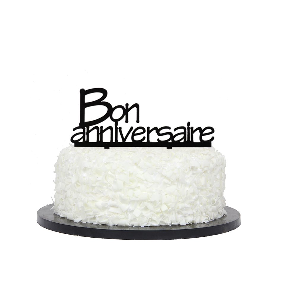Black Color Acrylic Happy Birthday Cake Toppers Bon Anniversaire Cake Topper